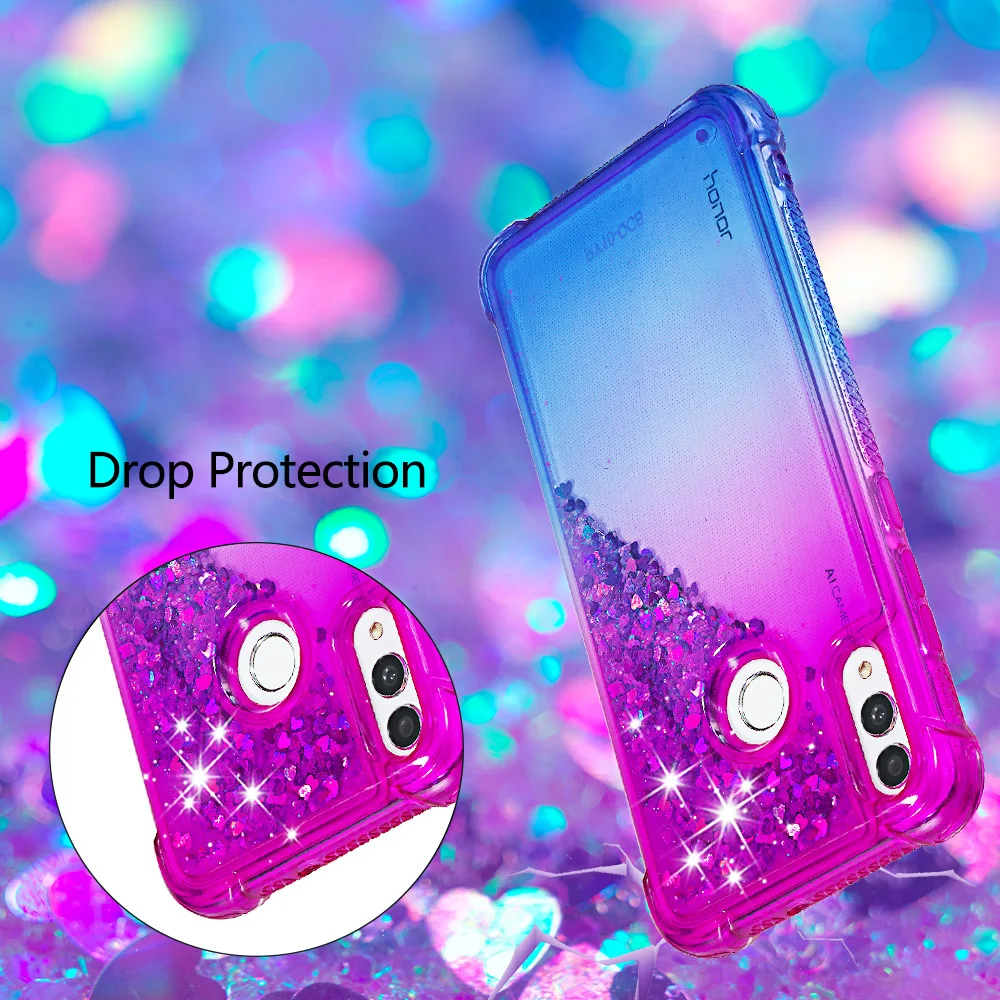 Etui huawei P Smart чехол Honor 10 Lite чехол Блестящий динамический жидкий зыбучий песок для funda huawei P Smart противоударный чехол
