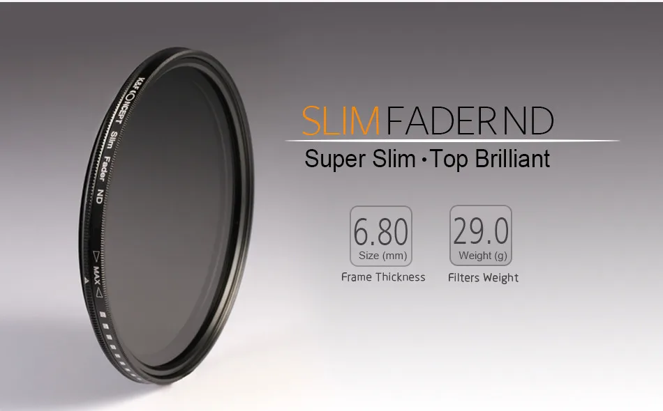K& F концепция 43 мм нейтральная плотность фейдер переменная ND4 ND8 ND16 ND2 до ND400 Регулируемый ND тонкий фильтр объектива