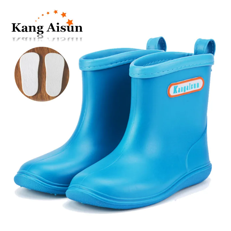 light blue Резиновые сапоги для детей, девочек, мальчиков, pupi, противоскользящая легкая водонепроницаемая обувь, детские милые желтые непромокаемые сапоги для малышей, розовая непромокаемая обувь для 12 мес.-6 лет - Цвет: light blue
