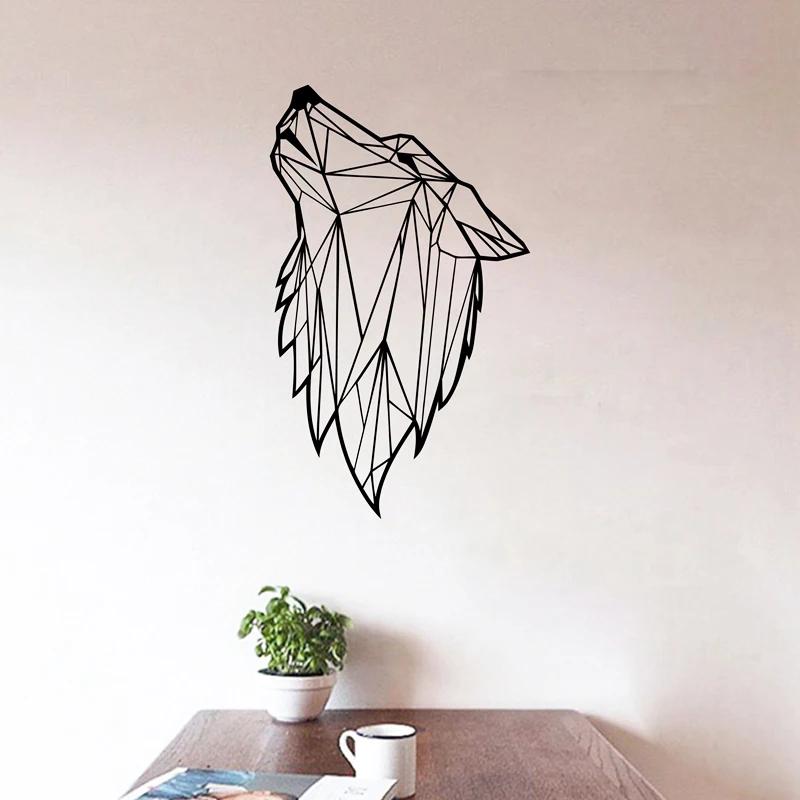 Геометрический Волк настенные наклейки с животными абстрактный волк виниловые