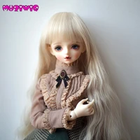 high temperature fiber synthetic light blonde long body wavy curly hair wig with bangs for 13 14 16 bjd on sale in muziwig
