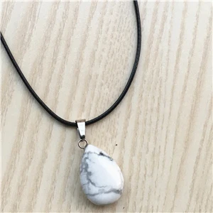Howlite Супер предложение, натуральный камень, кристалл, кварц, опал, капля воды, подвеска и ожерелье, кожаные цепи для мужчин и женщин, модные ювелирные изделия, 1 шт - Окраска металла: Howlite