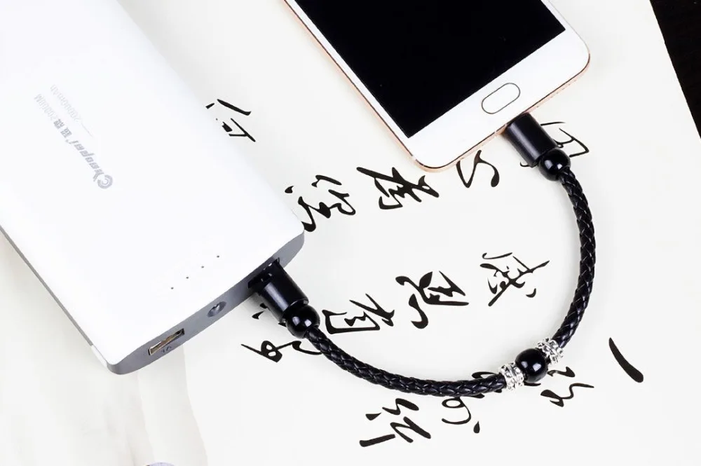 Кожаный браслет, зарядное устройство, USB кабель, быстрая зарядка, провод для передачи данных для iPhone 6, type C, Micro USB, Android, телефон, ювелирные изделия, бусины, кабель на запястье