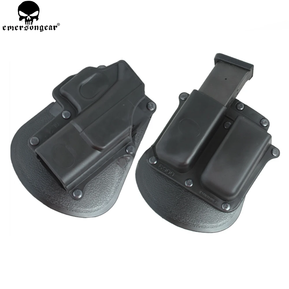 Emerson кобура+ подсумок для магазинов комплект для GLOCK 17 25 26 27 28 Размеры 31, 32, 33, 43 Для Пистолетов GLOCK кобура подсумок для магазинов кейс для пистолета