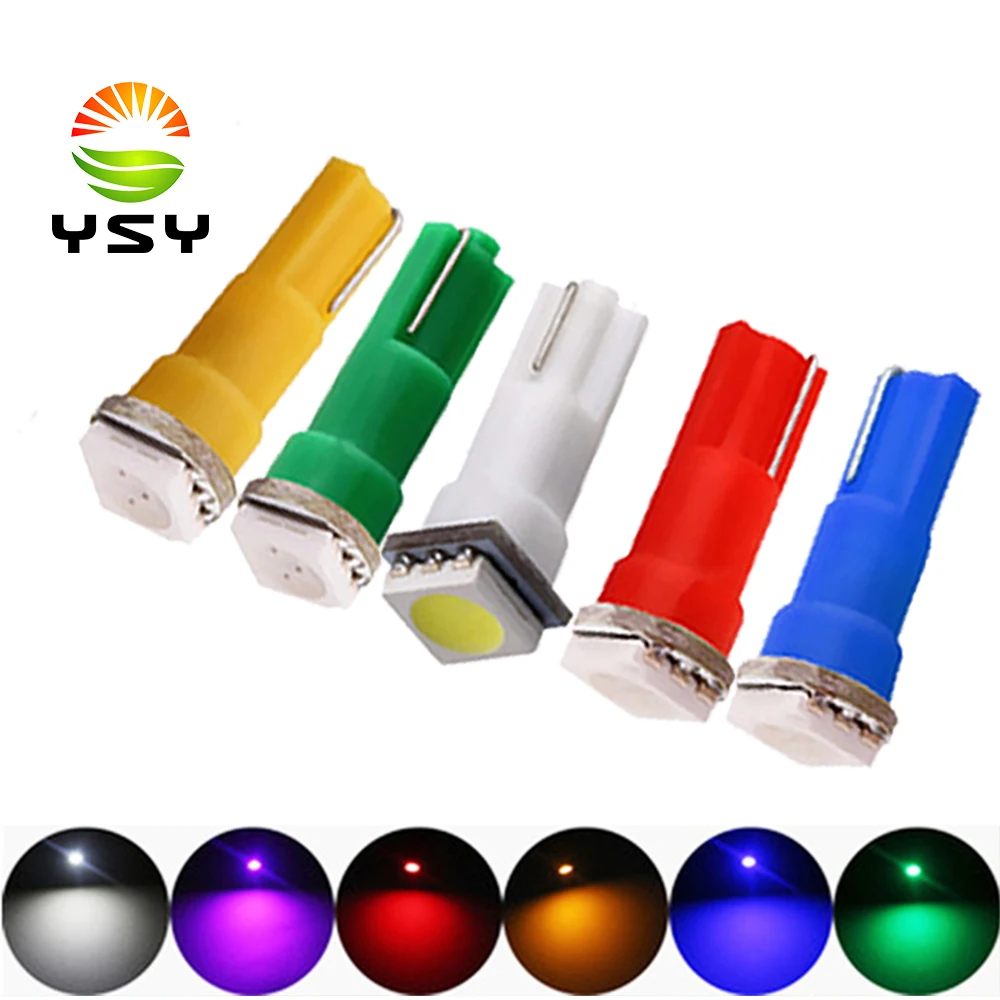 YSY 500 шт 12В T5 5050 SMD 1LED Автомобильная клиновидная боковая лампа для парковки 6 видов