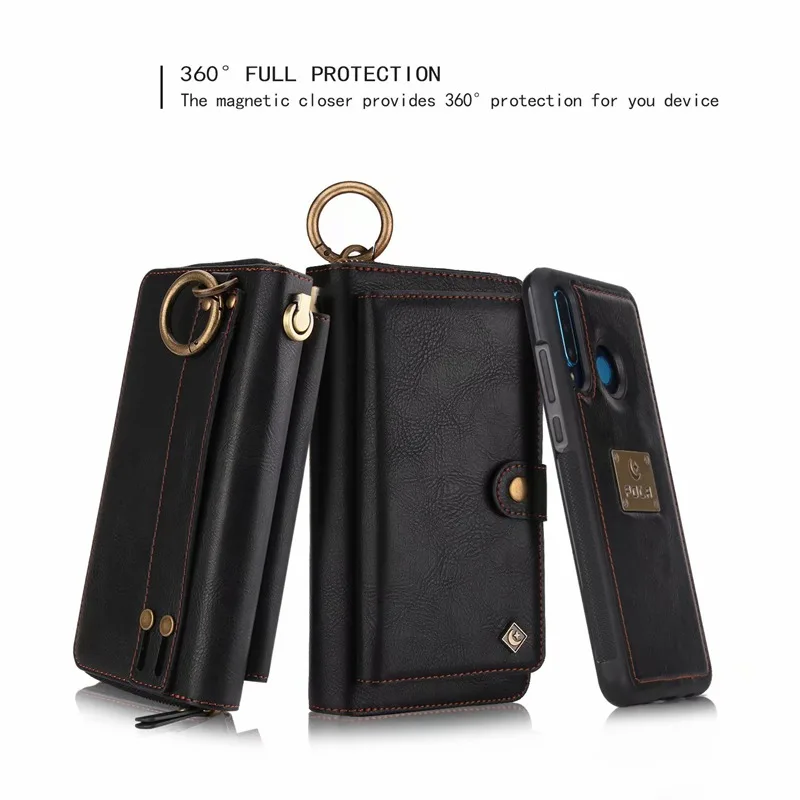 Black Кошелек Браслет чехол для телефона для coque huawei p30 pro lite nova4e Funda Etui роскошный кожаный защитный кошелек чехол для телефона - Цвет: Black