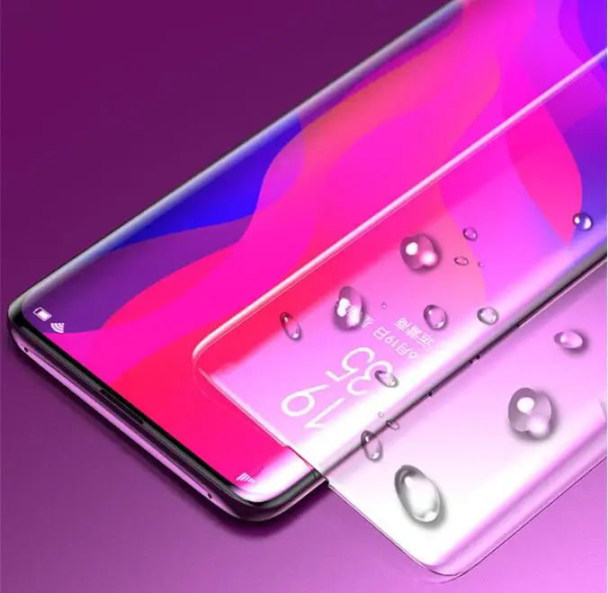 Новейший УФ жидкий Полный Клей закаленное стекло протектор экрана для OPPO Find X 1 большой светильник для Oppo Find X UV стекло