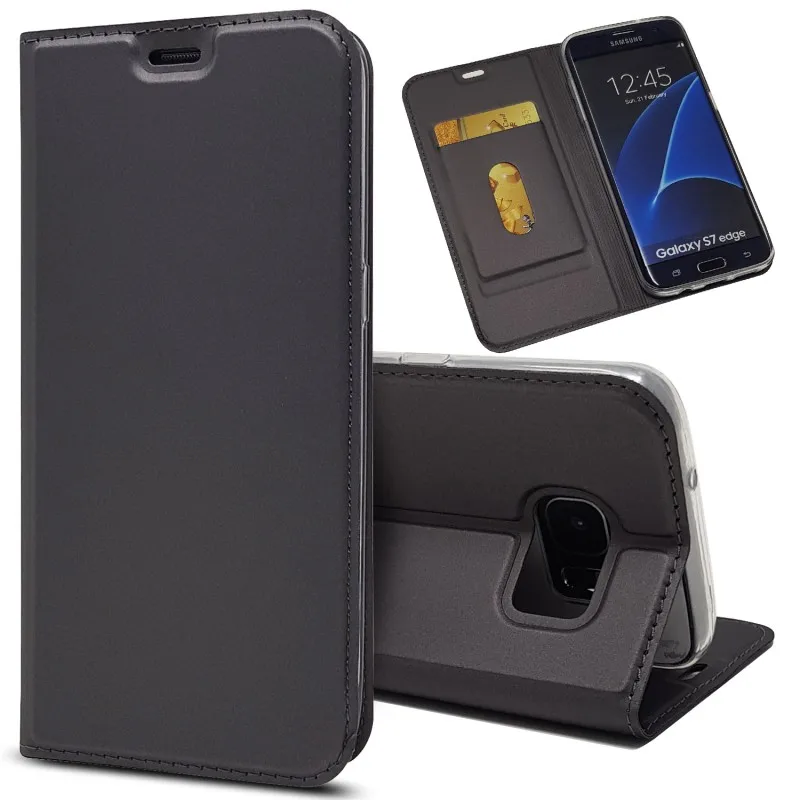 Coque для Samsung Galaxy S7 край Случаи кожаный чехол Стенд бумажник мобильного телефона