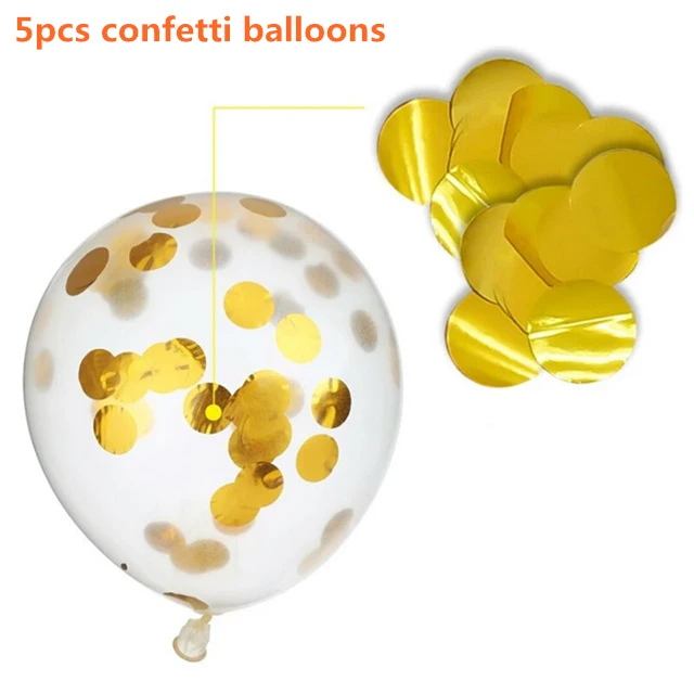 5pcs gold confetti Воздушный шар с днем рождения, воздушные буквы, альфабе Рамадан, фольгированные воздущные шары Детские игрушки для свадьбы, вечеринки, дня рождения, гелиевые шары, вечерние шары - Цвет: 5pcs gold confetti