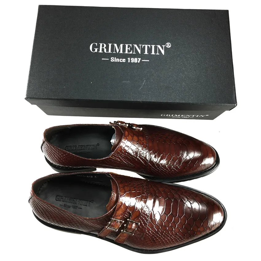 Мужские классические туфли GRIMENTIN винтажные из натуральной кожи на плоской