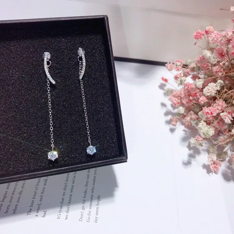 Arc кисточкой cz серьги серебро 925 Стад гипоаллергенный fadeless сплав моды для женщин