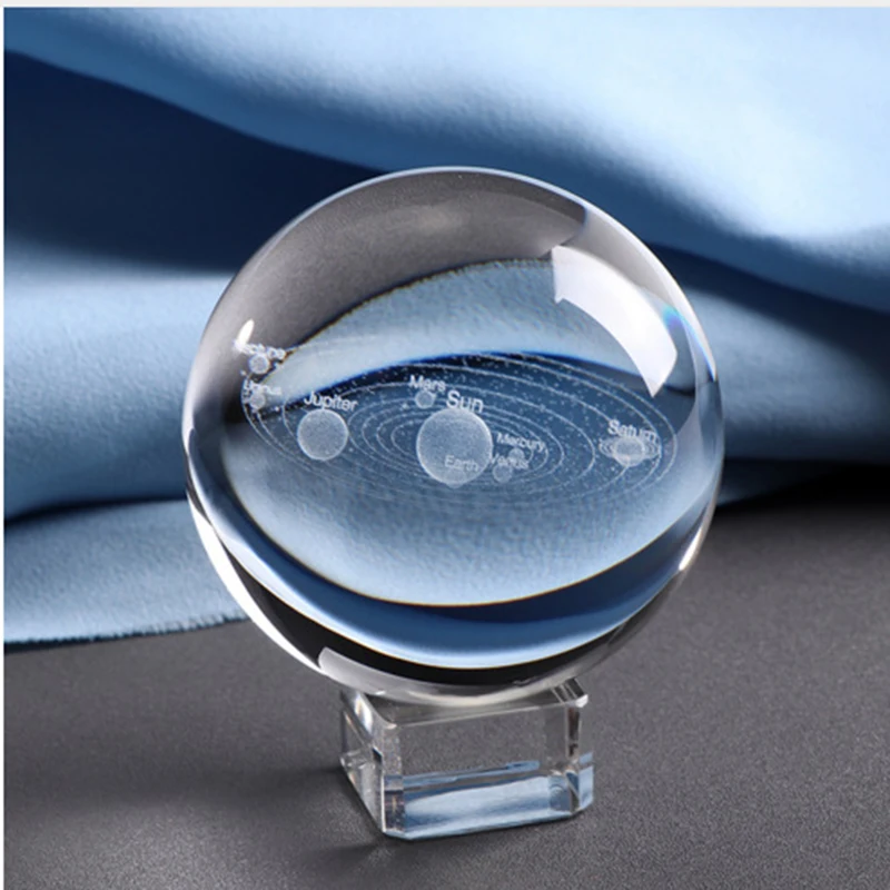 Crystal Ball Inside Engraving Mini Solar System Cosmic Star Model Transparent Glass Office Artwork Ornaments Home Decor | Дом и сад