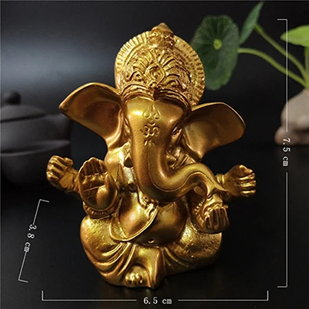 7.5 cm Золотая Статуя Будды Ганеши, индийская скульптура, слон, бог Ганеш, домашний декор, статуи Будды, украшение для дома, офиса, сада - Цвет: 7.5 cm