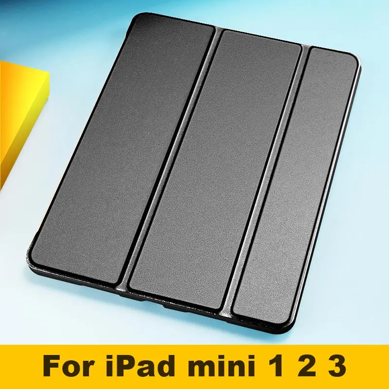For mini 1 2 3 Black Для Apple iPad mini 1 2 3, 4, 5, чехол, 7,9 дюймов, ультра тонкий, умный, магнитный, с подставкой, из искусственной кожи, силиконовый чехол для iPad mini 5, Funda - Цвет: For mini 1 2 3 Black