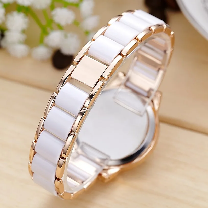 SBAO Brand Luxury Fashion Women's Quartz Watch Imitation Ceramic Casual Rhinestone Girl Clock Ladies Dress wristwatches | Наручные