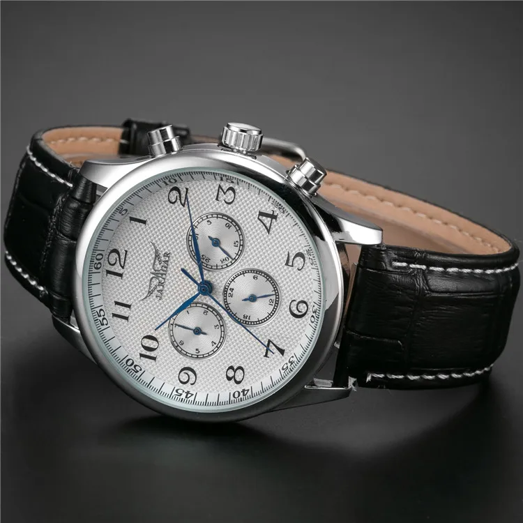 Часы мужские механические с белым циферблатом 24 часа | Наручные часы