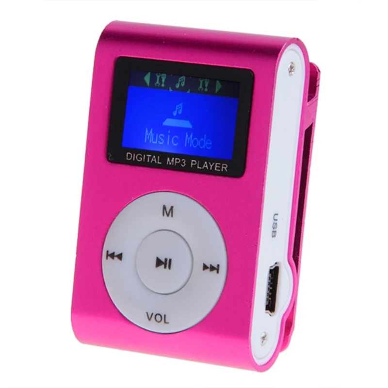 Модный мини MP3 плеер с зажимом USB ЖК экран поддержка Micro SD 32 ГБ может