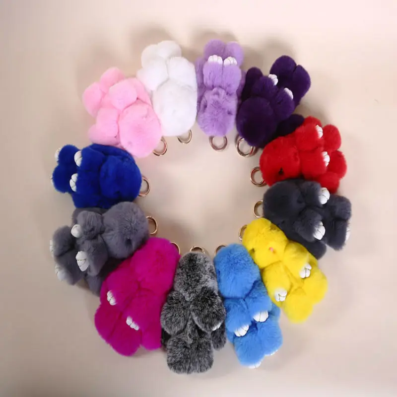 Magic World Real Rabbit Fur Bunny Keychain Key Chain Trinket Women Toy Doll Pom Ring For Bag Car Jewelry Gift 18CM | Автомобили и