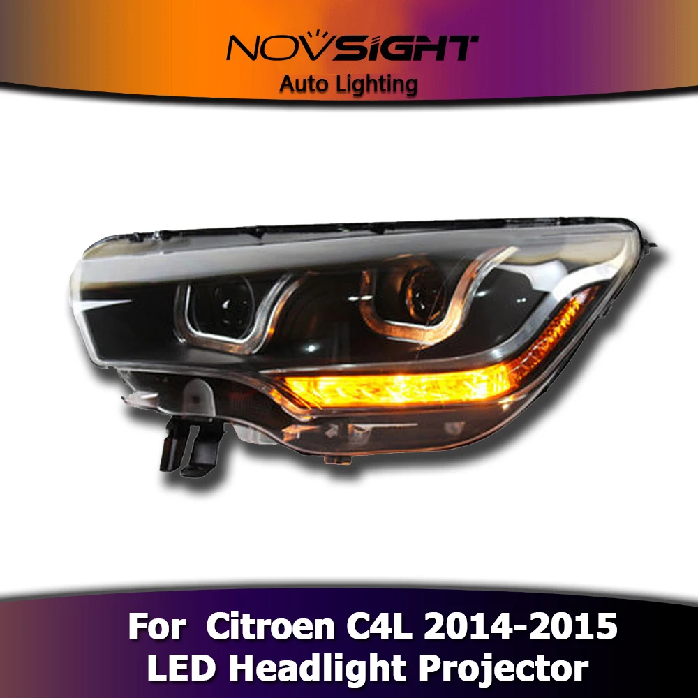NOVSIGHT фары H7 Автомобильный светодиодный фары проектор DRL Противотуманные лампы сигнала поворота света для Citroen C4L