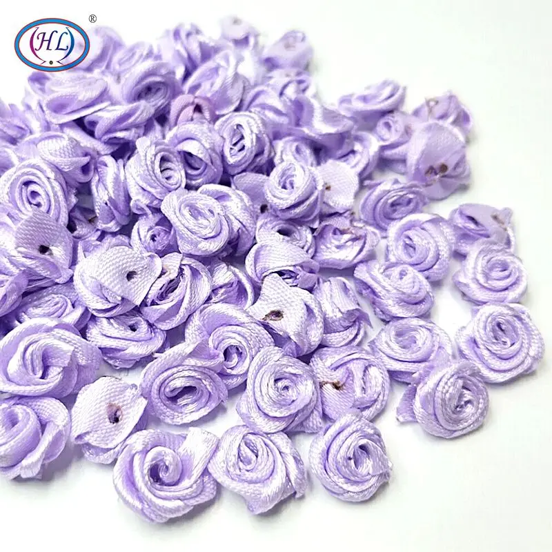 purple HL 60 шт. 15 мм ленты розы цветы DIY Аппликации Свадебные украшения ремесла поставки много цветов - Цвет: purple