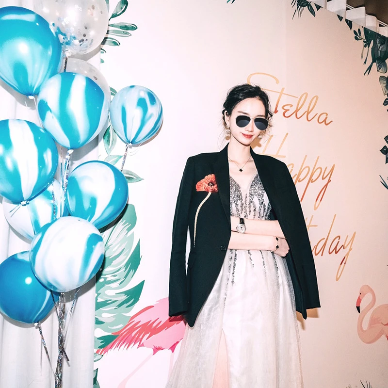 15 шт утолщенные 10 дюймовые розовые синие Агатовые латексные воздушные шары для