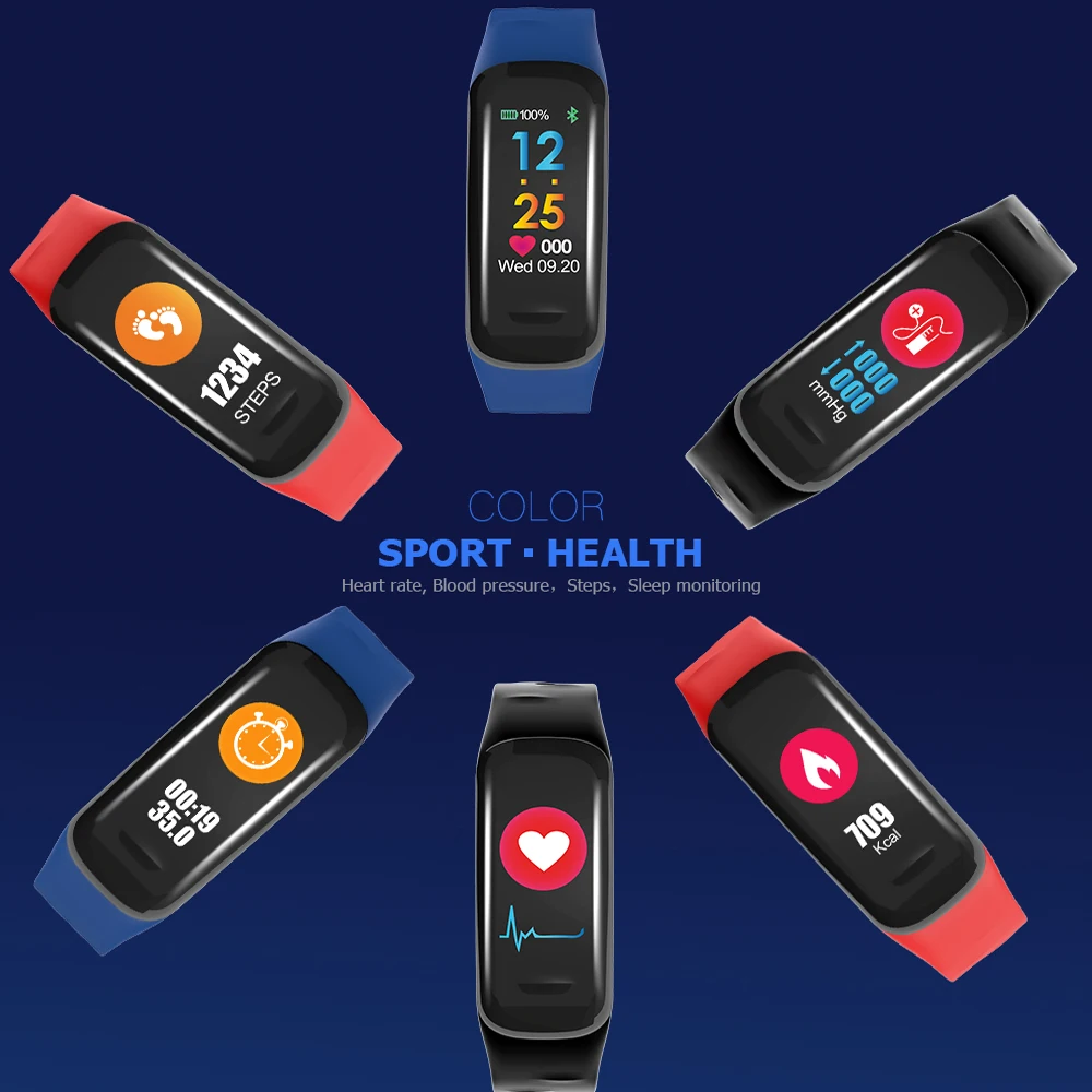 Смарт-браслет C18 измерение кровяного давления цветной экран монитор сердечного