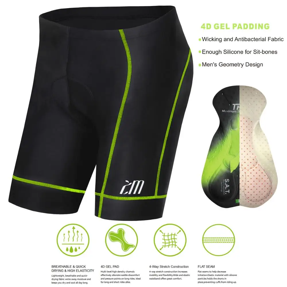 Велосипедные шорты ZM Coolmax 4D с гелевыми вставками мужские противоударные