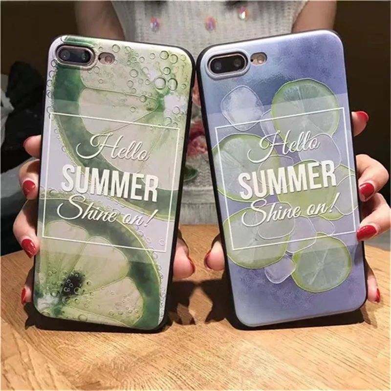 Cases For iphone 6 6S 7 7Plus 5 5S SE Case Summer Lemon Lime Relief Pattern Silicone Phone Back Cover 6Plus 6s plus |