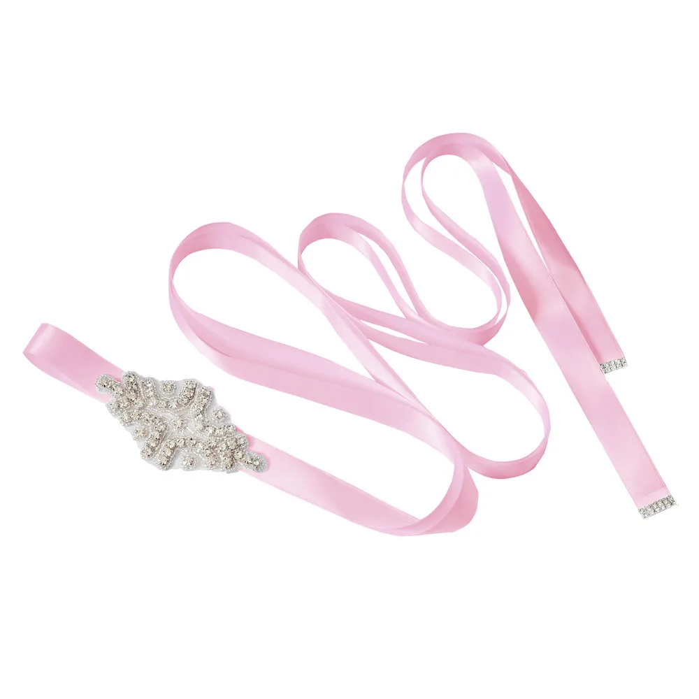 pink TRiXY S03 стразы свадебный пояс Лента Свадебная со стразами Серебристые Стразы атласный свадебный пояс аксессуары для свадебного платья - Цвет: pink
