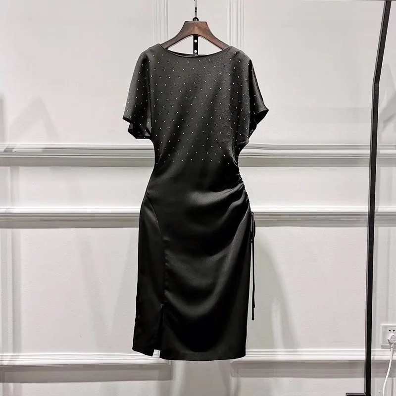 Vestidos De Festa летние модные вечерние коктейльные женские платья ручной работы с бисером и завязками на талии розового, фиолетового, черного цвета