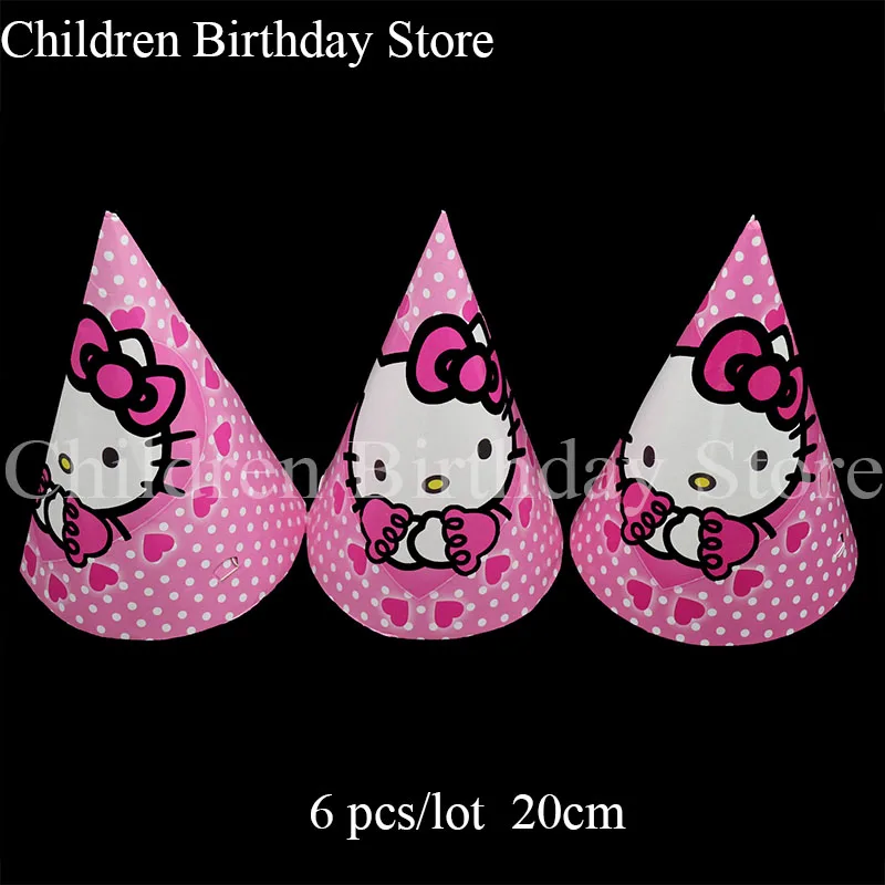 6 шт./лот вечерние головные уборы Hello Kitty для дня рождения украшения бумажные шапки