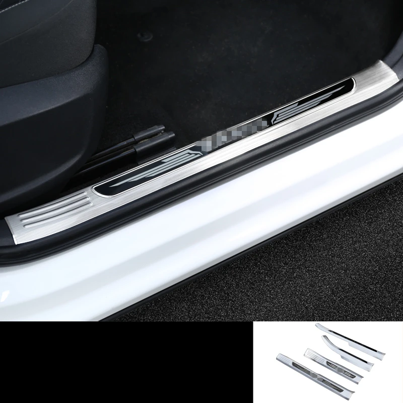Interior black logo For SKODA KAROQ stainless steel welcome pedal refires door sill strip parts Interior decoration Auto Accessories - Цвет: Interior black logo