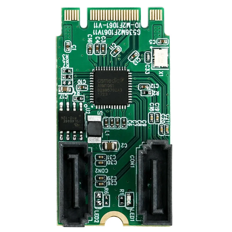 Фото Плата контроллера M.2 2 порта s SATA 3 0 B + M key ( PCI e ) NGFF на dual 7Pin 6 ГБ SSD Слоты адаптер