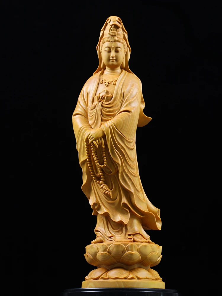 Guanyin Bodhisattva резьба из самшита домашняя гостиная по дереву статуи Будды Fengshui | Дом и