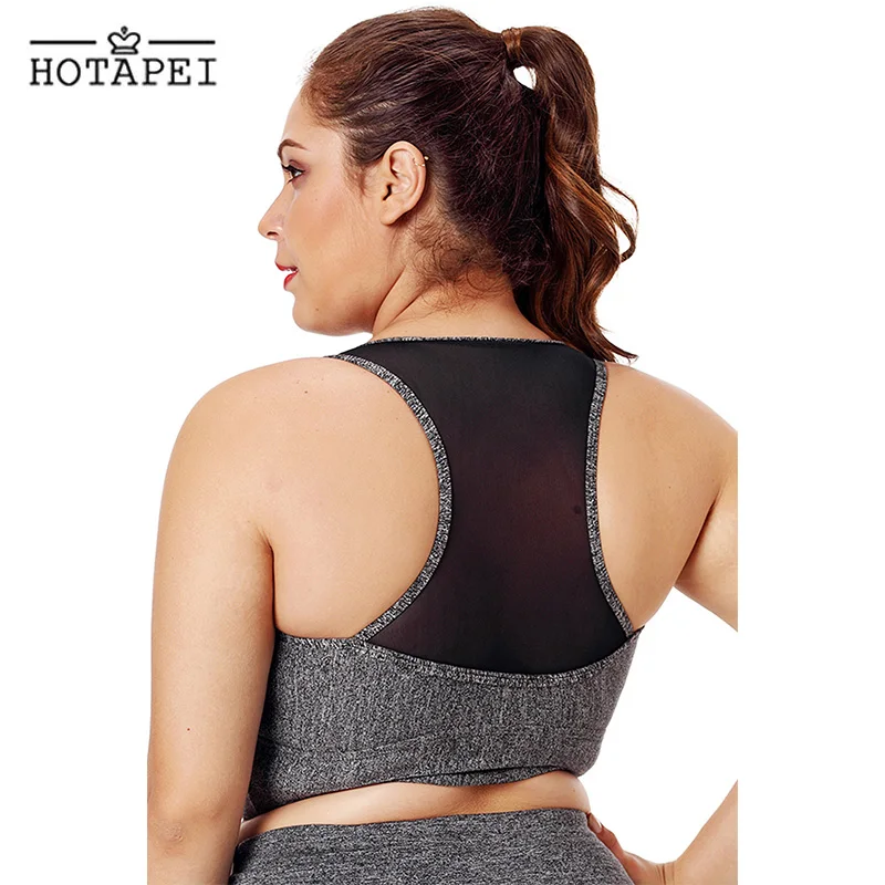 HOTAPEI Fitness Sports Bra Black Sleevelss Racerback Vest Top Plus Size Yoga Bras for Women Padded Running Tank Tops Gym Shirt | Спорт и