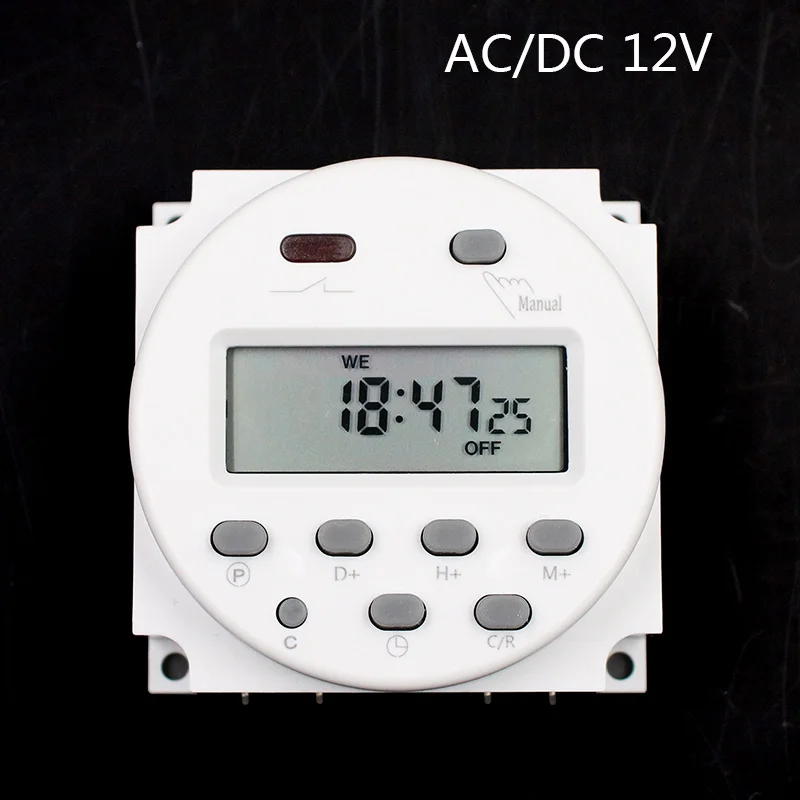 DC12V CN101A таймер AC/DC 12 В 24 в 110 в 120 в 220 в 230 в 240 В цифровой ЖК-Дисплей Неделя питания мини программируемый реле времени 8А до 16А - Цвет: DC12V