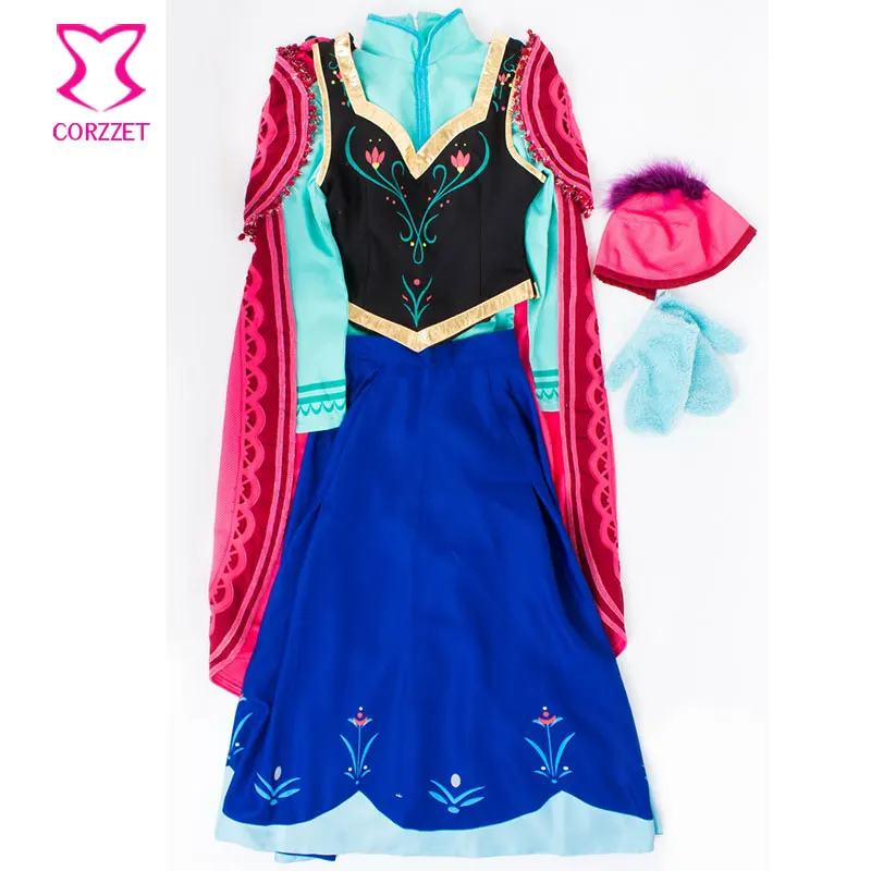 Женское платье принцессы корзет ледяная Снежная Анна сексуальный костюм на