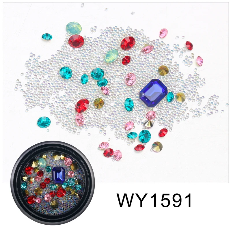 Elessical Mix Size Multi-color Rhinestone Nail Art Jewelry Tiny Glass Beads Decoration Gem Stone DIY Manicure | Красота и здоровье