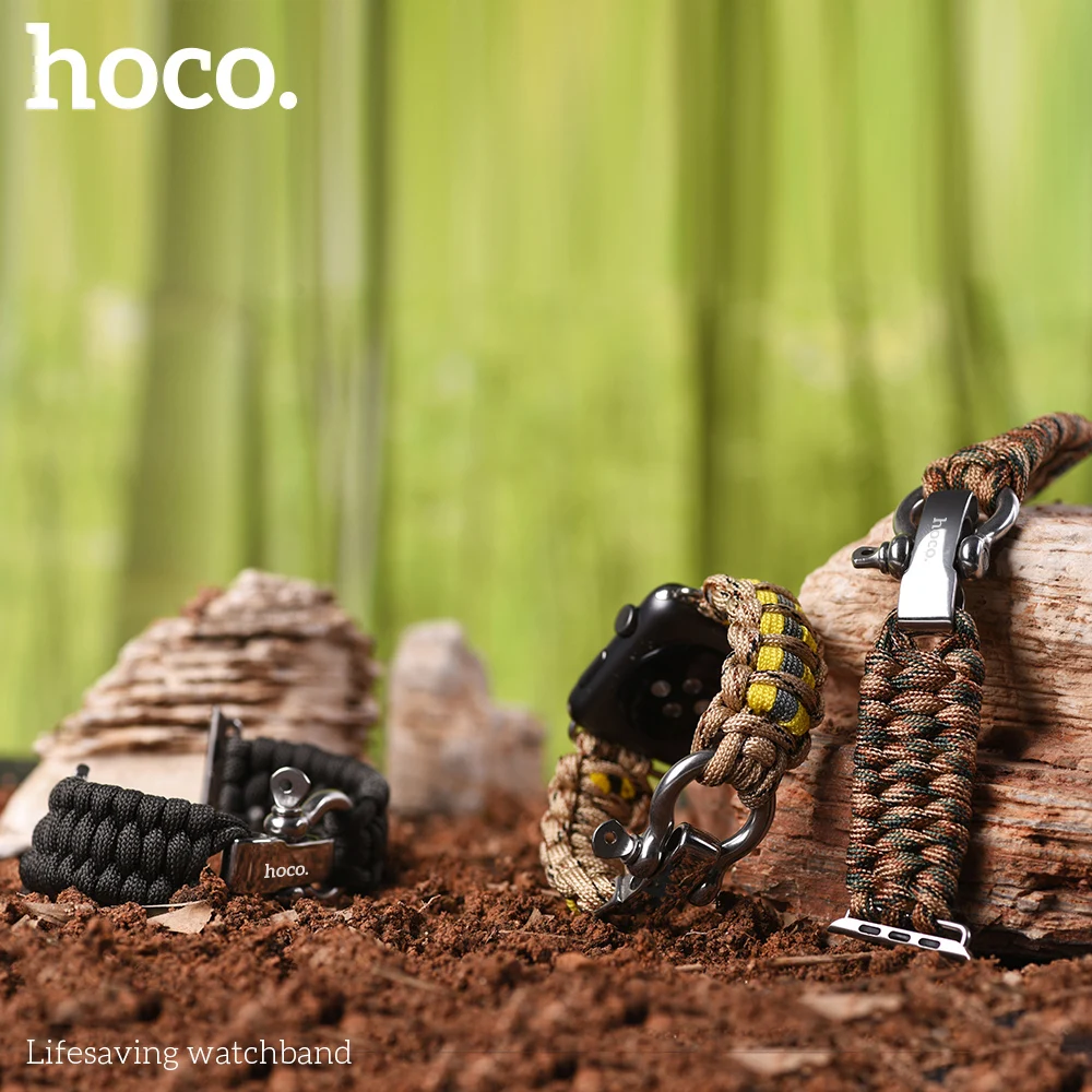 Hoco lifesaving нейлоновая лента для Apple Watch 4 44 мм 40 мм камуфляж тканые ремешки Браслет с металлической пряжкой для Iwatch 3 2 1