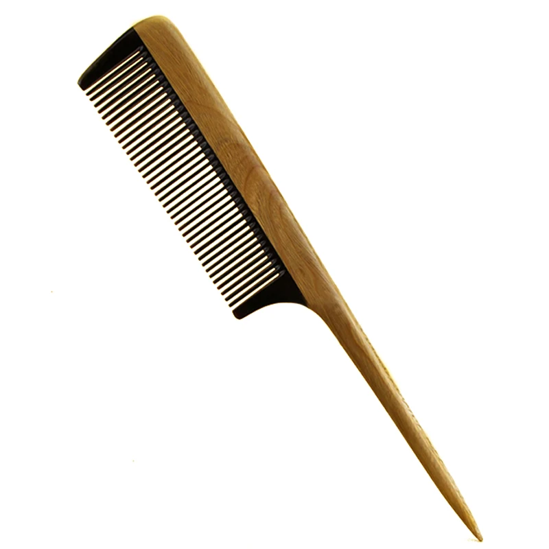 

1pcs Makeup Ox Horn Green sandalwood Handle Combs Head Scalp Wooden Hair Combs Hairdressing Tools Massager Hairbrushes brosse