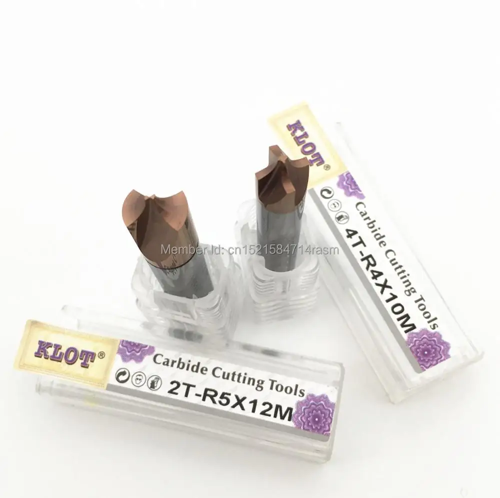 KLOT HRC60 твердосплавная Концевая фреза с радиусом внутреннего угла R0.25 R6mm 2 флейта