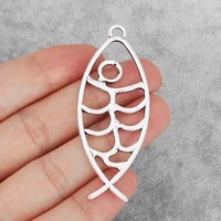 10pcs tibetan silver large hollow open fish charms pendants for diy jewelry necklace making findings 69x26mm
