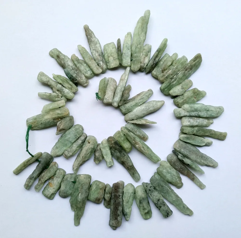 Натуральный зеленый кианит кунцит драгоценный камень длинная микросхема бусина