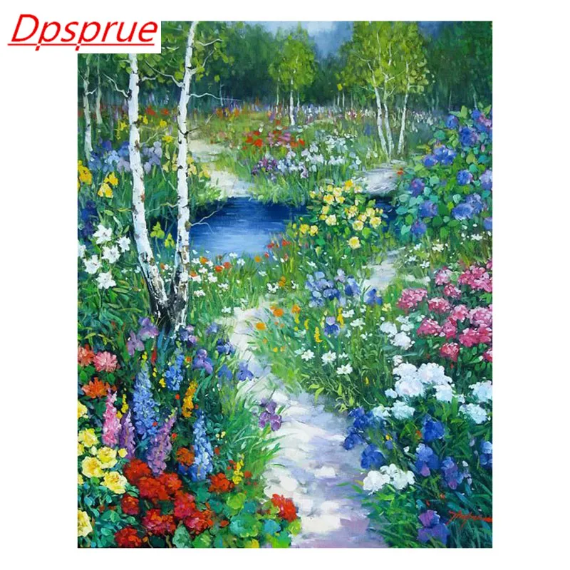 

Полноразмерная/круглая Алмазная 5D картина Dpsprue «сделай сам», вышивка крестиком, цветочный пейзаж, 3D вышивка, мозаика, домашний декор, подаро...