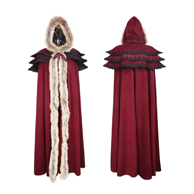 Gothic Wool Blends Ancient Palace Party Hallowmas Coats Wool Collar Long Cloak Overbearing Excellent Jackets PUNK RAVE Y-673