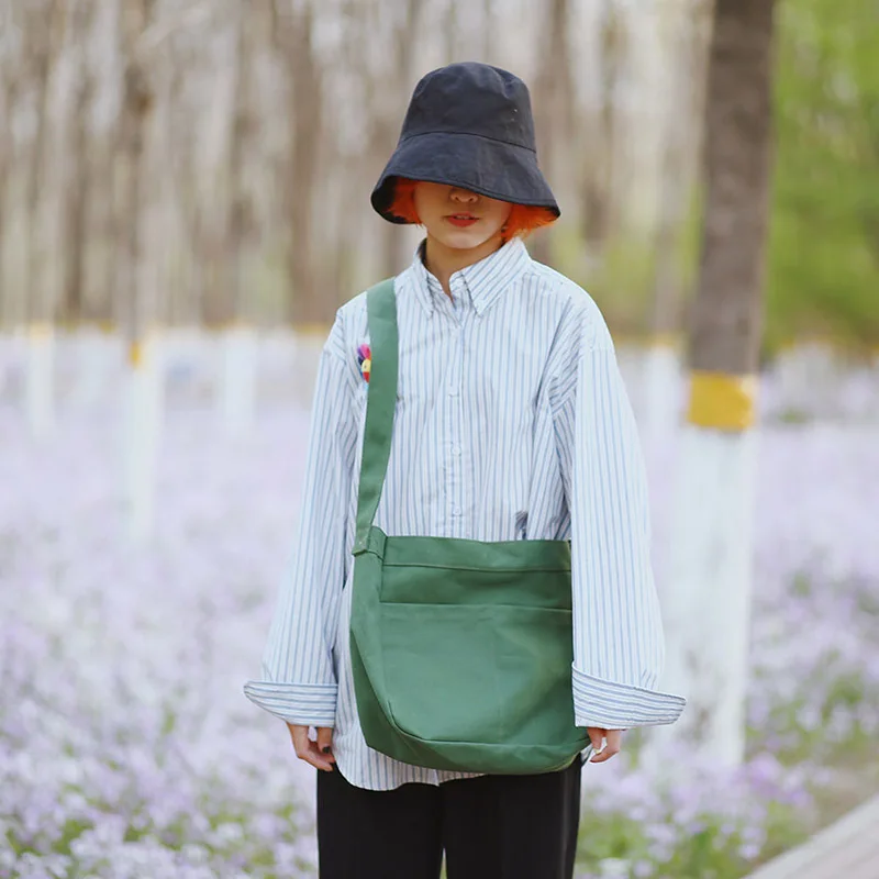 Модные однотонные женские холщовые сумки мессенджеры Новое поступление 2019