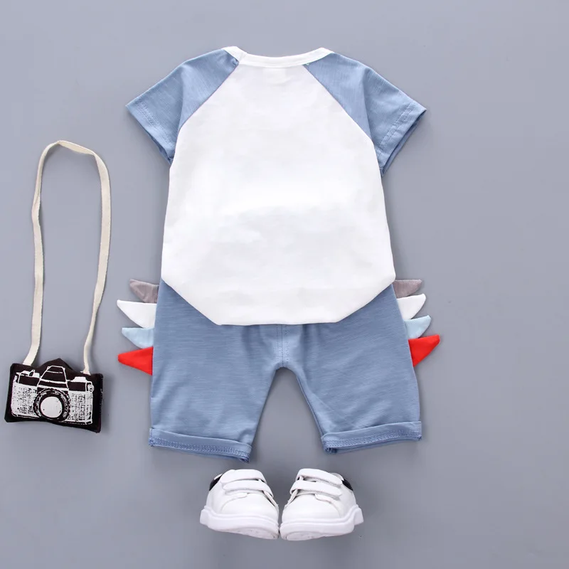 Autumn boy Girls Baby dinosaur pattern Kids Short sleeve Children wear casual top + trousers comfortable clothes 12M-3Y | Детская одежда
