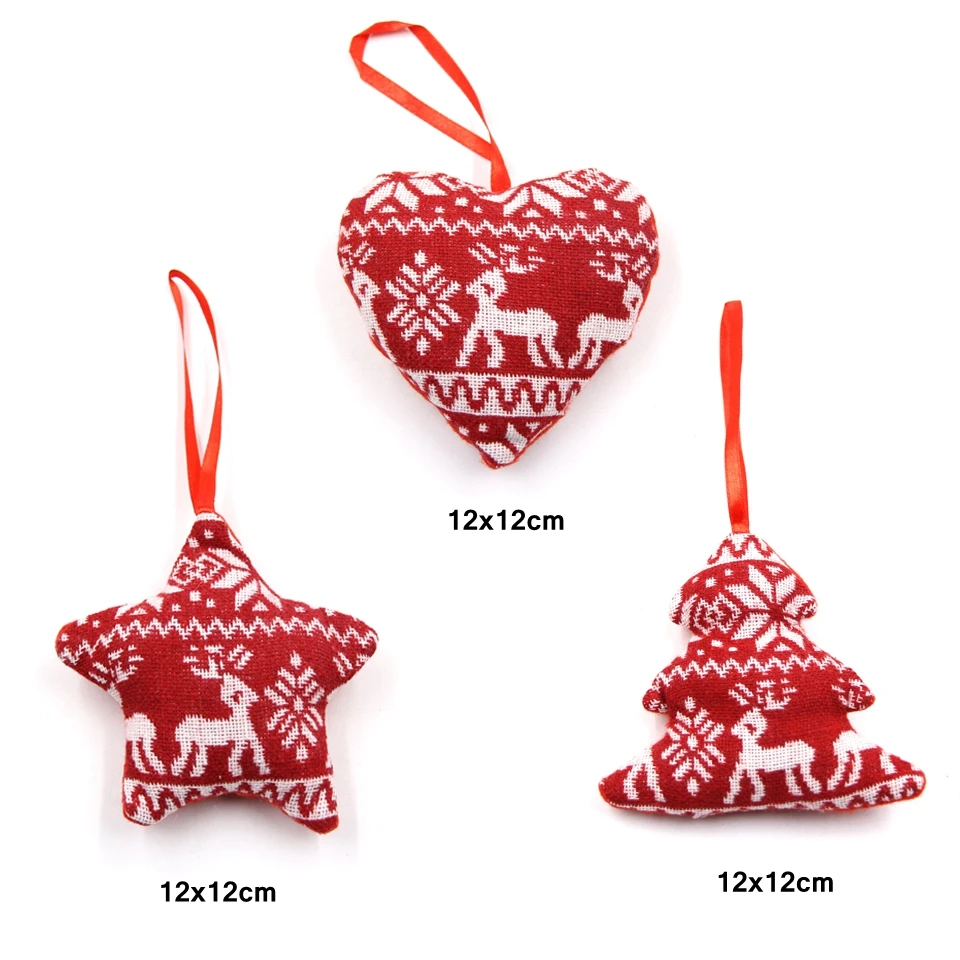 1PC DIY Red Heart&Star&Tree Ornaments Christmas Pendant Ornaments For Xmas Tree Decorations Kids Gift Christmas Party Supplies