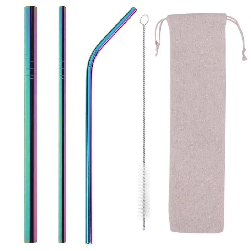 3 straw 1 brush 1bag Питьевой соломинки многократного использования из нержавеющей стали питьевой соломинки с чистящей щеткой трубки соломинки Свадебная вечеринка питьевой аксессуары - Цвет: 3 straw 1 brush 1bag