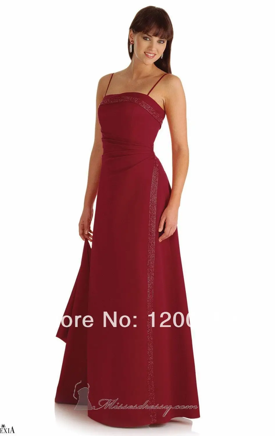 Free Shipping 2014 Latest A-Line Spaghetti Strap Chiffon With Beadings Bridesmaid Dresses Party Gowns | Свадьбы и торжества